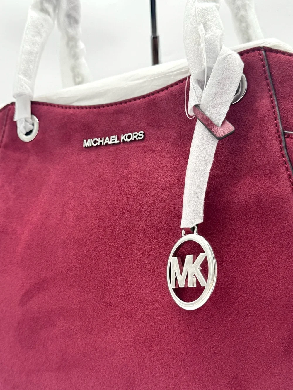 Michael Kors Jet Set Large Signature Logo Shoulder Bag - Maroon